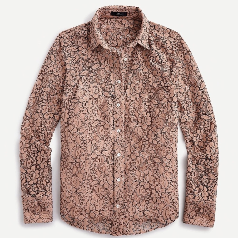 J. Crew Women’s Button-up Collared Lace Shirt Size 2 NWT